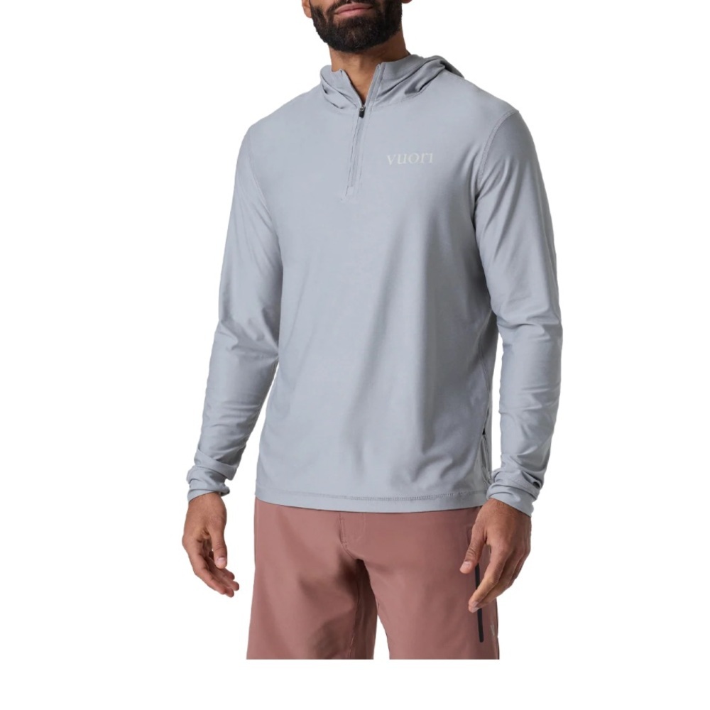 Vuori Men's Uluwatu Water Hoodie Size Medium Platinum Heather Gray Running